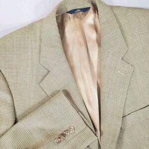 Vintage Brooks Brothers 346 Tan Houndstooth Silk Wool Sport Coat Blazer 42L